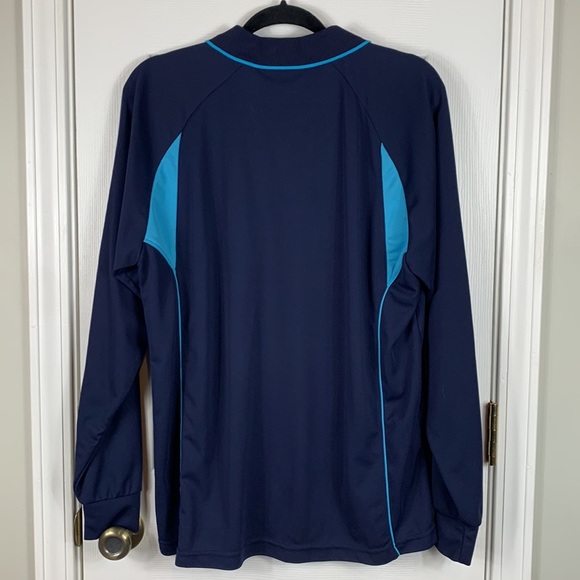 Tworoy navy blue/light blue trim long sleeved 1/4 zip pullover shirt size 2XL - Picture 5 of 5